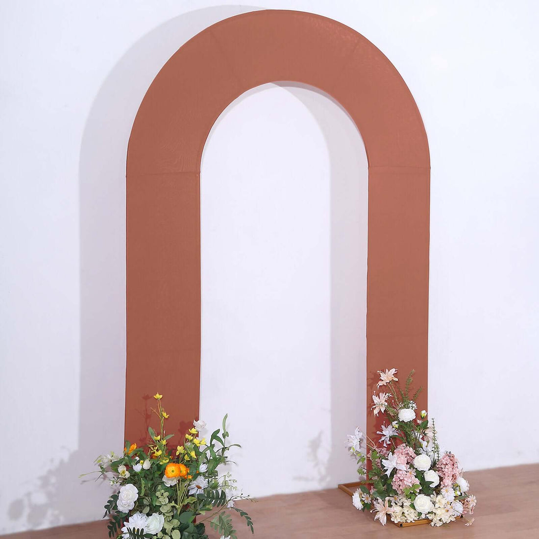Terracotta (Rust) Spandex Fitted Open Arch Backdrop Cover