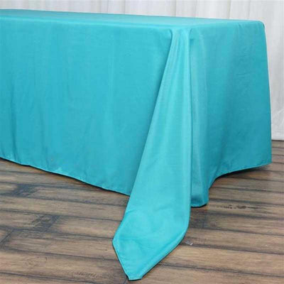 Polyester Rectangle Tablecloth 72"x120" Turquoise with Wrinkle-Resistant Finish - Reusable Table Cover