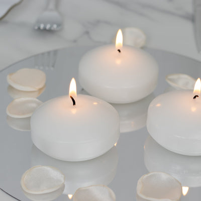 12 Pack White Floating Candles, 3" Unscented Dripless Wax Discs for Centerpieces