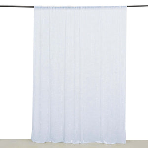 Crushed Velvet Backdrop Curtain – White 8ft x 8ft Event Drape with Rod Pocket, Privacy Panel for Photo Booths & Events