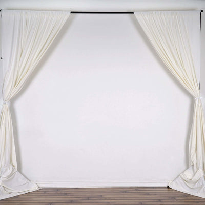 2 Pack Ivory Scuba Polyester Backdrop Drape Curtains, Durable Flame Resistant Event Divider Panels Wrinkle Free With Rod Pockets - 10ftx10ft