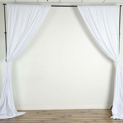 2 Pack White Scuba Polyester Backdrop Drape Curtains, Durable Flame Resistant Event Divider Panels Wrinkle Free With Rod Pockets - 10ftx10ft