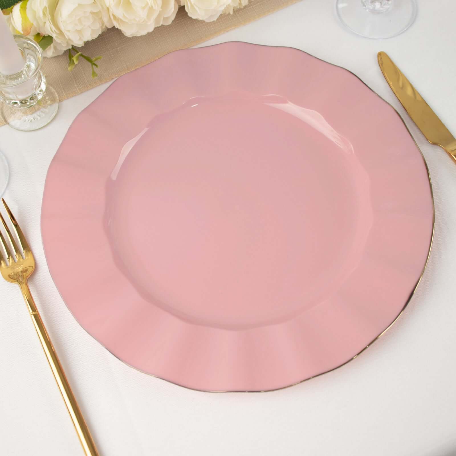 Dusty Rose Large Hard Plastic Dinner Plates