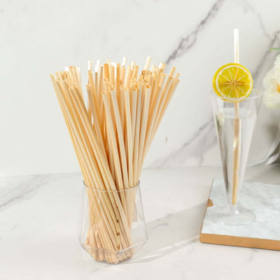 100-Pack Compostable Straws 9" Plant Based 100% Plastic Free - Eco-Friendly Wheat Drinking Straws