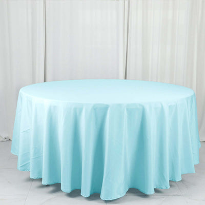 Polyester Round Tablecloth 108" Light Blue - Durable and Stain-Resistant for Easy Maintenance