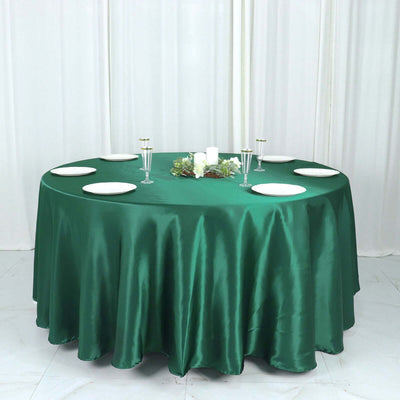 Satin Round Tablecloth 108" Hunter Emerald Green - Smooth & Durable Table Cover