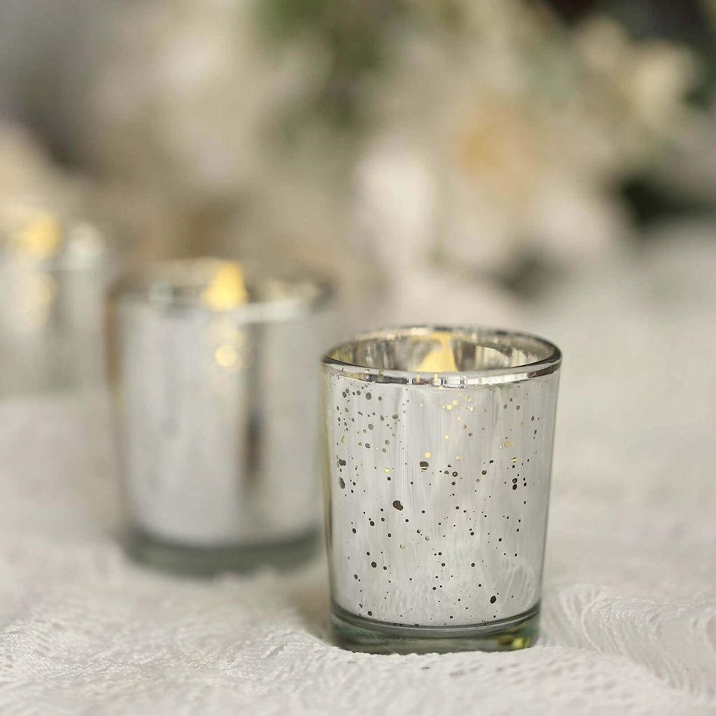 12-Pack Silver Mercury Glass Tealight Holders | eFavormart.com