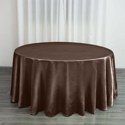 Satin Round Tablecloth 120" Chocolate - Seamless Table Cover