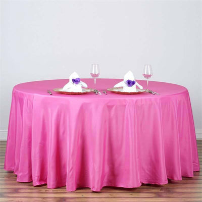 Polyester Round Tablecloth 120" Fuchsia - Durable & Seamless Table Cover