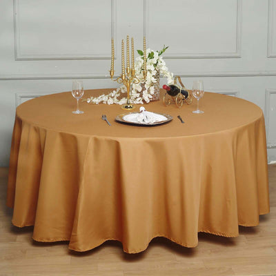 Polyester Round Tablecloth 120" Gold - Durable & Seamless Design for Polished Event Styling