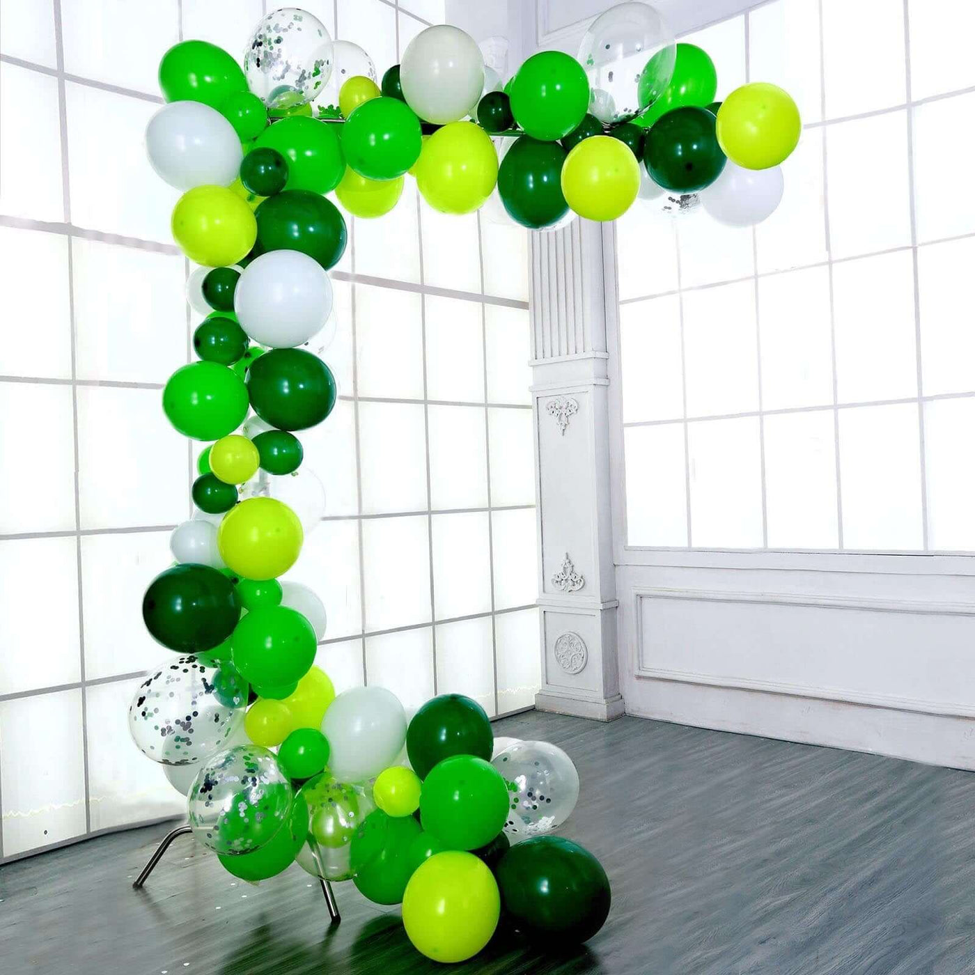 Clear Green White Balloon Garland Kit