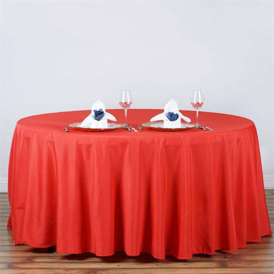 Polyester Round Tablecloth 120" Red - Durable & Seamless Table Cover
