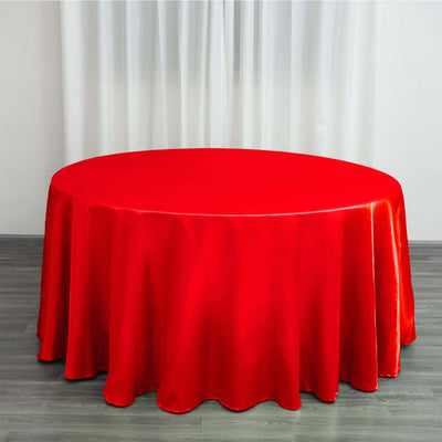 Satin Round Tablecloth 120" Red - Seamless Table Cover