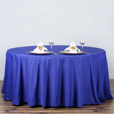 Polyester Round Tablecloth 120" Royal Blue - Durable & Seamless Table Cover