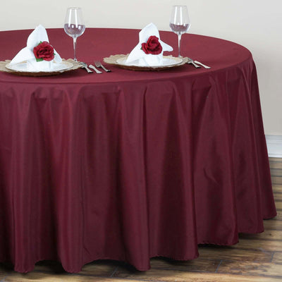 Polyester Round Tablecloth 132" Burgundy - Seamless Finish Table Cover