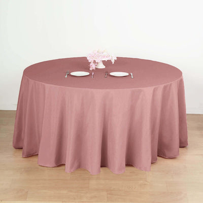 Polyester Round Tablecloth 132" Dusty Rose - Seamless Finish Table Cover