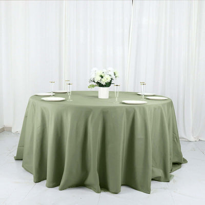 Polyester Round Tablecloth 132" Dusty Sage Green - Seamless Finish Table Cover