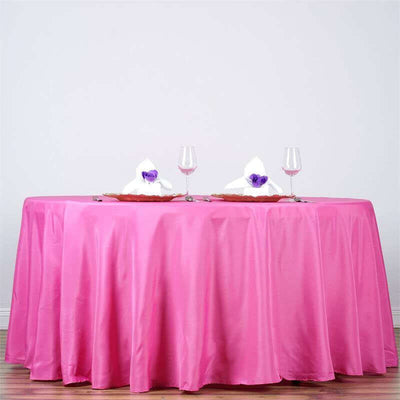 Polyester Round Tablecloth 132" Fuchsia - Seamless Finish Table Cover