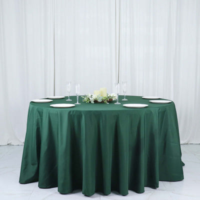 Polyester Round Tablecloth 132" Hunter Emerald Green - Seamless Finish Table Cover