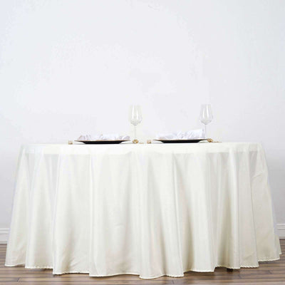 Polyester Round Tablecloth 132" Ivory - Seamless Finish Table Cover