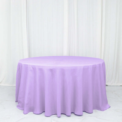 Polyester Round Tablecloth 132" Lavender Lilac - Seamless Finish Table Cover