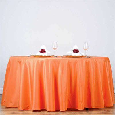 Polyester Round Tablecloth 132" Orange - Seamless Finish Table Cover