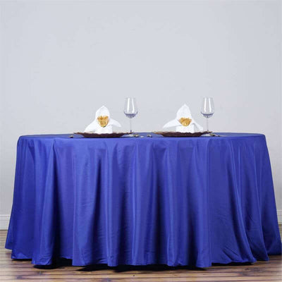 Polyester Round Tablecloth 132" Royal Blue - Seamless Finish Table Cover
