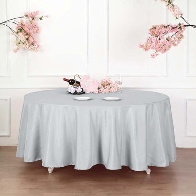 Polyester Round Tablecloth 132" Silver - Seamless Finish Table Cover