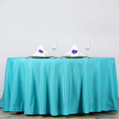 Polyester Round Tablecloth 132" Turquoise - Seamless Finish Table Cover
