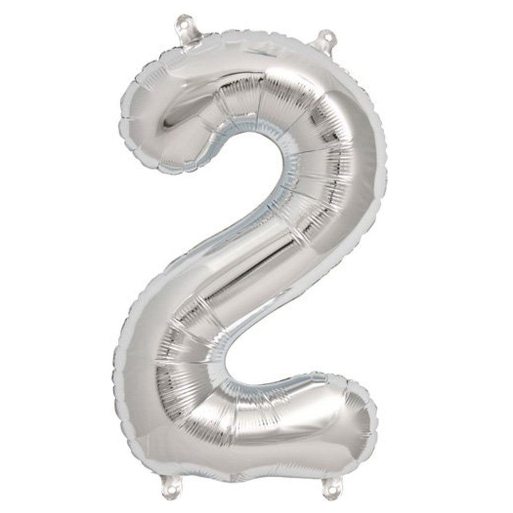 Shiny Metallic Silver Mylar Foil Number Balloons - 16