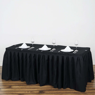 Polyester Table Skirt 17ft Black - Stylish Pleated Table Cover