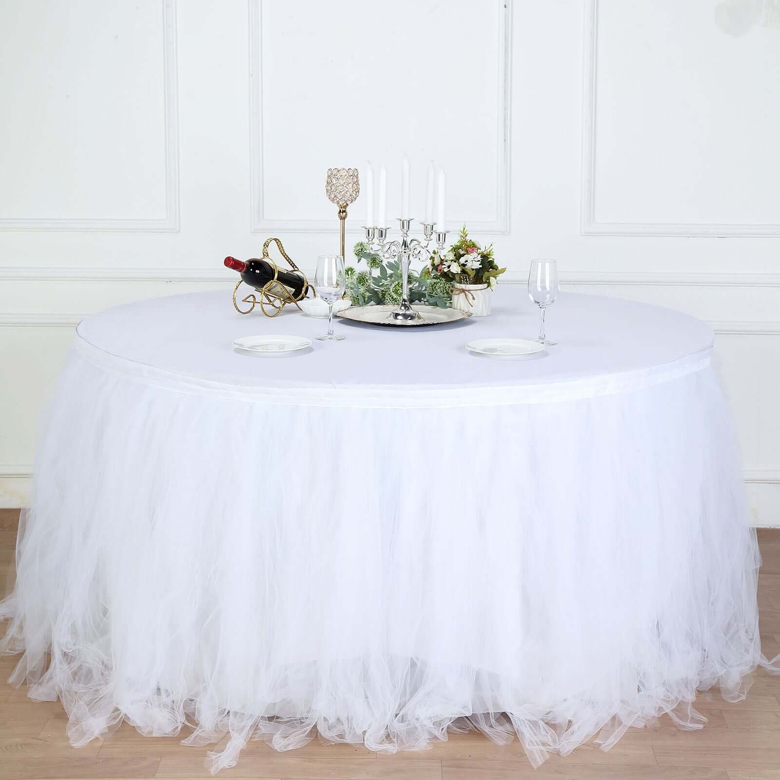 White tutu shop skirt for table