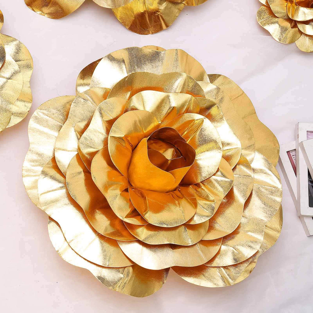 2 Pack Large Metallic Gold Foam Roses