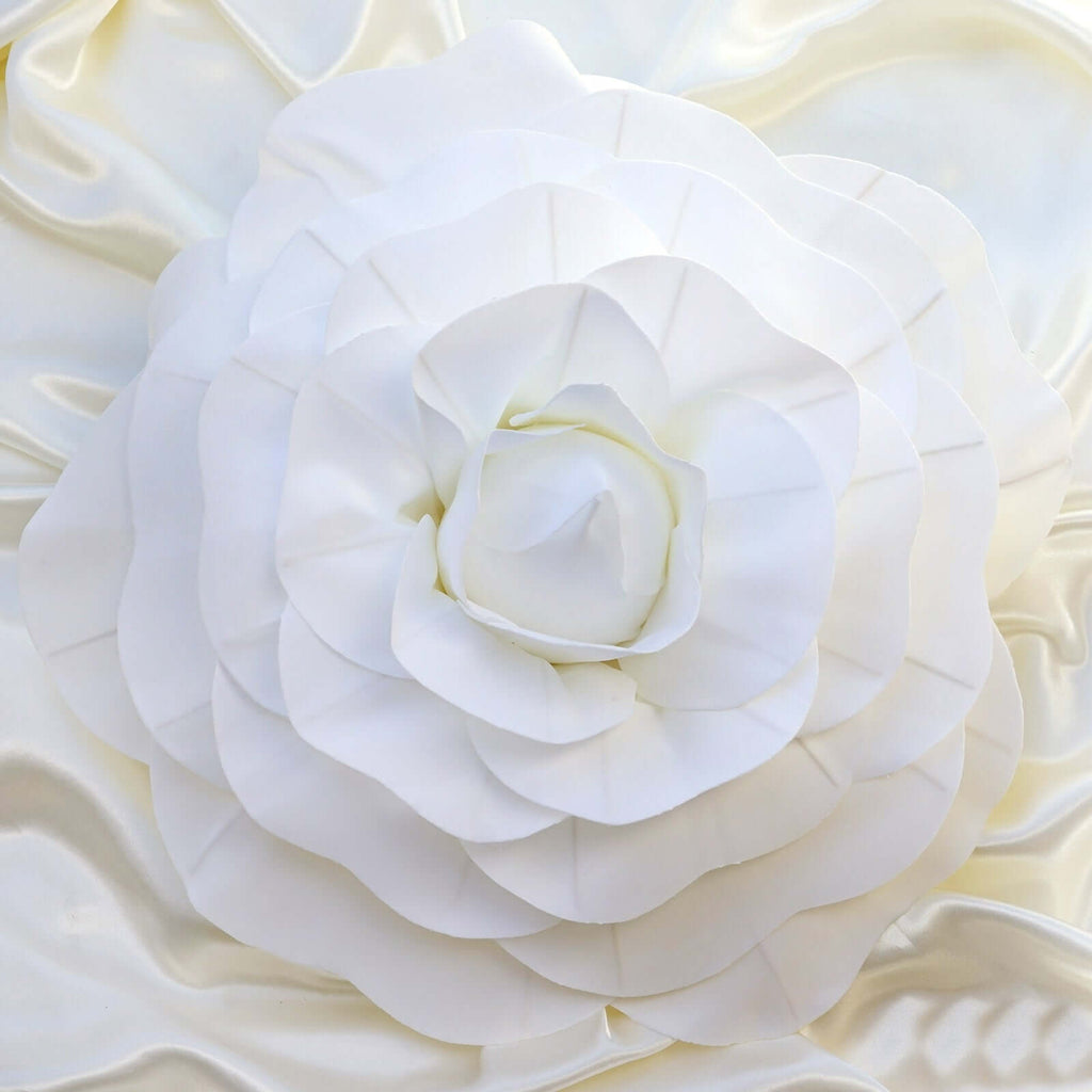 Large White Real Touch Artificial Foam Craft Roses - 20