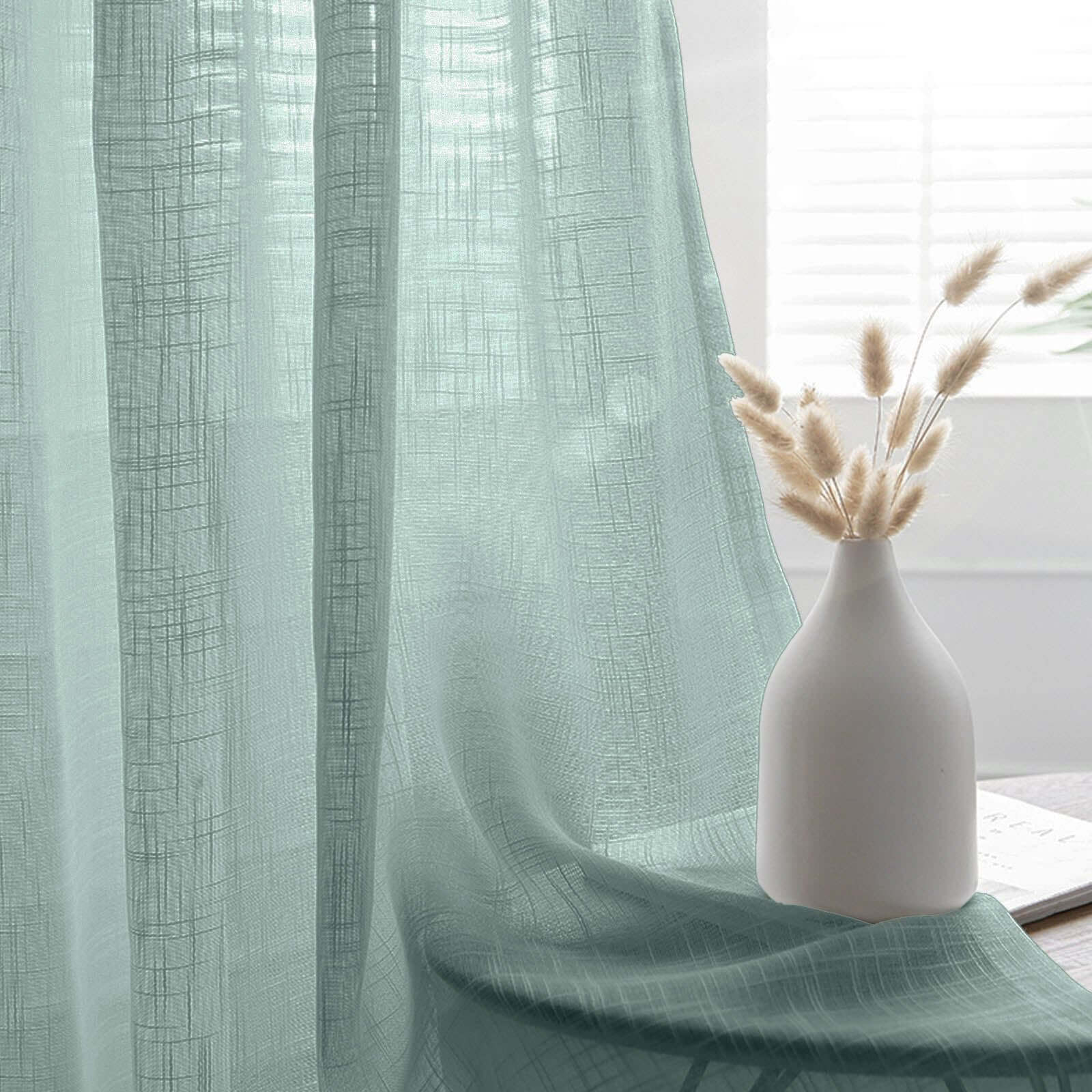 2-Pack Dusty Blue Faux Linen Curtains 52x84 | eFavormart.com