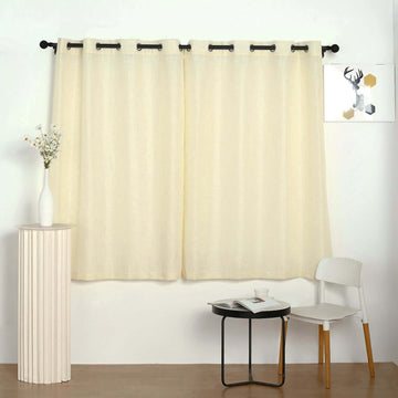 Elegant Handmade Ivory Faux Linen Curtains for a Rustic Charm