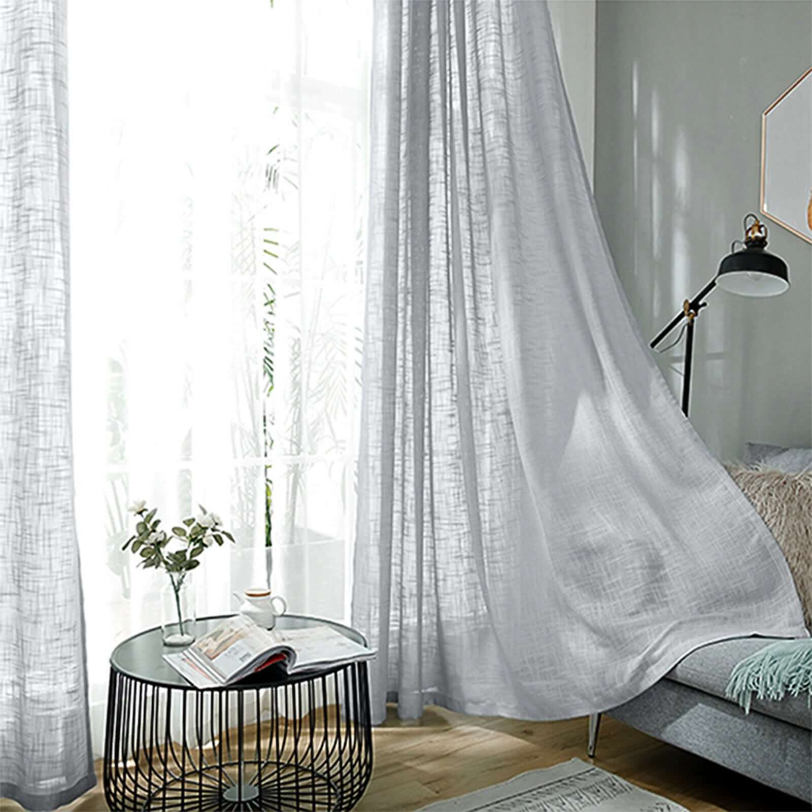 2-Pack Silver Faux Linen Curtains 52x108 | eFavormart.com