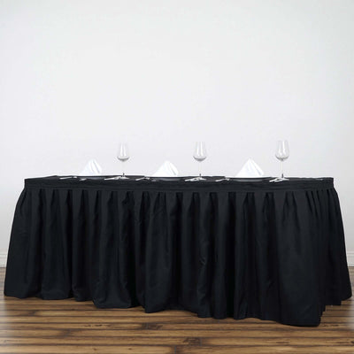 Polyester Table Skirt 21ft Black - Stylish Pleated Table Cover