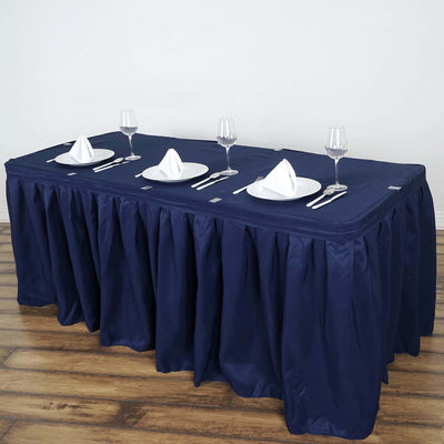Polyester Table Skirt 21ft Navy Blue - Stylish Pleated Table Cover