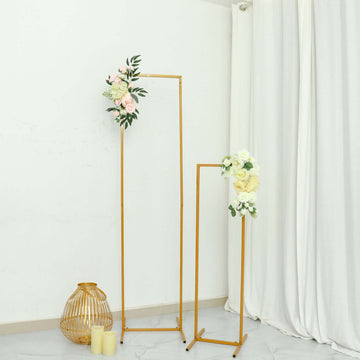 Slim Gold Metal Frame Wedding Arch, Rectangular Backdrop Stand, Floral Display Frame 5.5ft