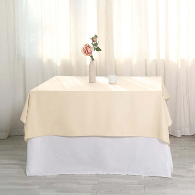 Polyester Square Tablecloth 54"x54" Beige - Wrinkle-Resistant Table Cover