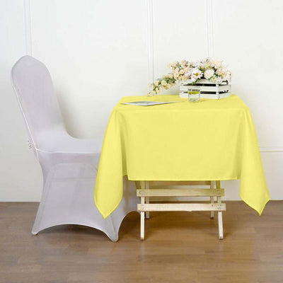 Polyester Square Tablecloth 54"x54" Yellow - Wrinkle-Resistant Table Cover