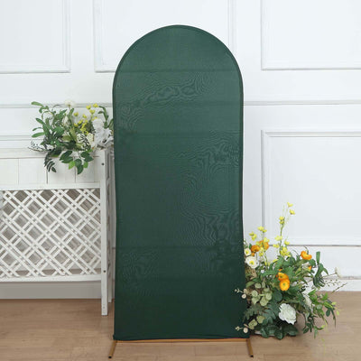Matte Hunter Emerald Green Spandex Fitted Wedding Arch Cover For Round Top Chiara Backdrop Stand 5ft