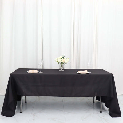 Polyester Rectangle Tablecloth 60"x126" Black - Durable and Wrinkle-Resistant Table Cover for Weddings & Events