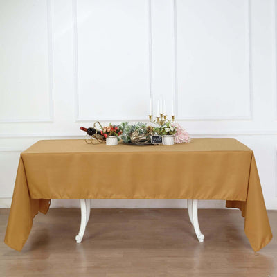 Polyester Rectangle Tablecloth 60"x126" Gold - Durable and Wrinkle-Resistant Table Cover for Weddings & Events