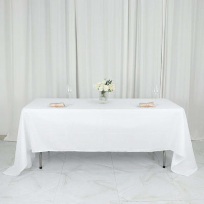 Polyester Rectangle Tablecloth 60"x126" White - Durable and Wrinkle-Resistant Table Cover for Weddings & Events