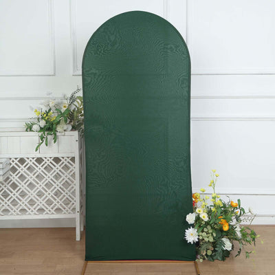 Matte Hunter Emerald Green Spandex Fitted Wedding Arch Cover For Round Top Chiara Backdrop Stand 6ft