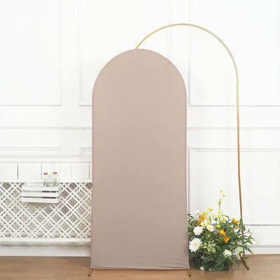 Matte Nude Spandex Fitted Wedding Arch Cover For Round Top Chiara Backdrop Stand 6ft