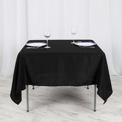 Polyester Square Tablecloth 70"x70" Black - Wrinkle-Resistant Table Cover for Stylish Events