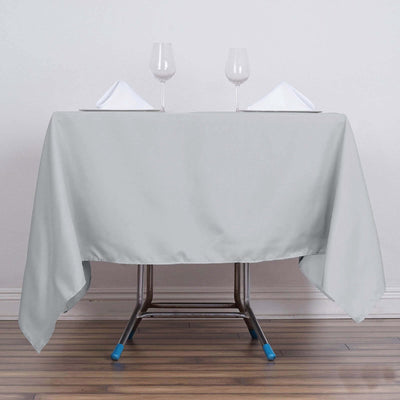 Polyester Square Tablecloth 70"x70" Silver - Wrinkle-Resistant Table Cover